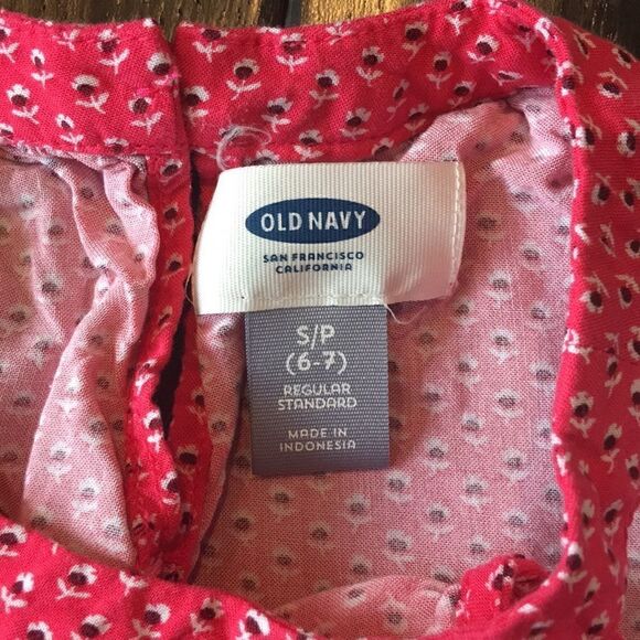 Old navy girls red print sleeveless tank top sz s - Picture 3 of 3